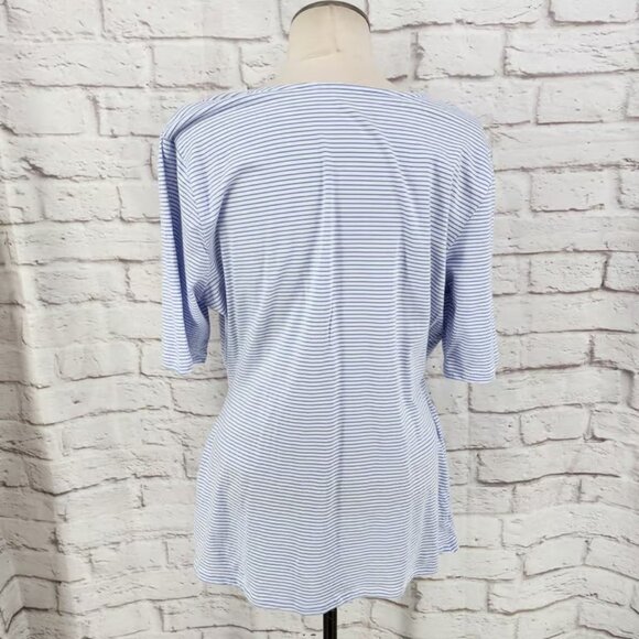 Lands End Wrap Tunic Top Stripe Beach Coastal Vacation Modal Classic Chic Large - Picture 4 of 4